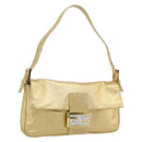FENDI Rhinestone Mamma Baguette Shoulder Bag Leather Gold Tone Auth yk20666SAM-1