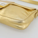FENDI Rhinestone Mamma Baguette Shoulder Bag Leather Gold Tone Auth yk20666SAM-10