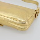 FENDI Rhinestone Mamma Baguette Shoulder Bag Leather Gold Tone Auth yk20666SAM-12
