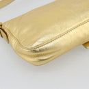 FENDI Rhinestone Mamma Baguette Shoulder Bag Leather Gold Tone Auth yk20666SAM-13