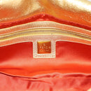 FENDI Rhinestone Mamma Baguette Shoulder Bag Leather Gold Tone Auth yk20666SAM-17