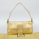 FENDI Rhinestone Mamma Baguette Shoulder Bag Leather Gold Tone Auth yk20666SAM-25