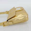 FENDI Rhinestone Mamma Baguette Shoulder Bag Leather Gold Tone Auth yk20666SAM-4