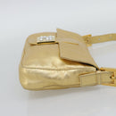 FENDI Rhinestone Mamma Baguette Shoulder Bag Leather Gold Tone Auth yk20666SAM-5