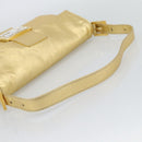 FENDI Rhinestone Mamma Baguette Shoulder Bag Leather Gold Tone Auth yk20666SAM-7