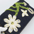 FENDI Flower Embroidery Mamma Baguette Shoulder Bag Denim Navy Auth yk20668SM-14