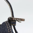 FENDI Flower Embroidery Mamma Baguette Shoulder Bag Denim Navy Auth yk20668SM-16