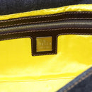 FENDI Flower Embroidery Mamma Baguette Shoulder Bag Denim Navy Auth yk20668SM-17