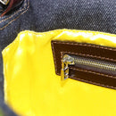 FENDI Flower Embroidery Mamma Baguette Shoulder Bag Denim Navy Auth yk20668SM-21