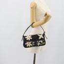 FENDI Flower Embroidery Mamma Baguette Shoulder Bag Denim Navy Auth yk20668SM-24
