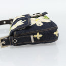 FENDI Flower Embroidery Mamma Baguette Shoulder Bag Denim Navy Auth yk20668SM-4