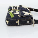 FENDI Flower Embroidery Mamma Baguette Shoulder Bag Denim Navy Auth yk20668SM-5