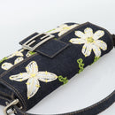 FENDI Flower Embroidery Mamma Baguette Shoulder Bag Denim Navy Auth yk20668SM-6