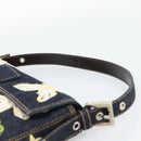 FENDI Flower Embroidery Mamma Baguette Shoulder Bag Denim Navy Auth yk20668SM-8