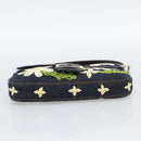 FENDI Flower Embroidery Mamma Baguette Shoulder Bag Denim Navy Auth yk20668SM-9