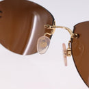 CHANEL Sunglasses Metal Brown Gold Tone CC Auth yk20670M-10