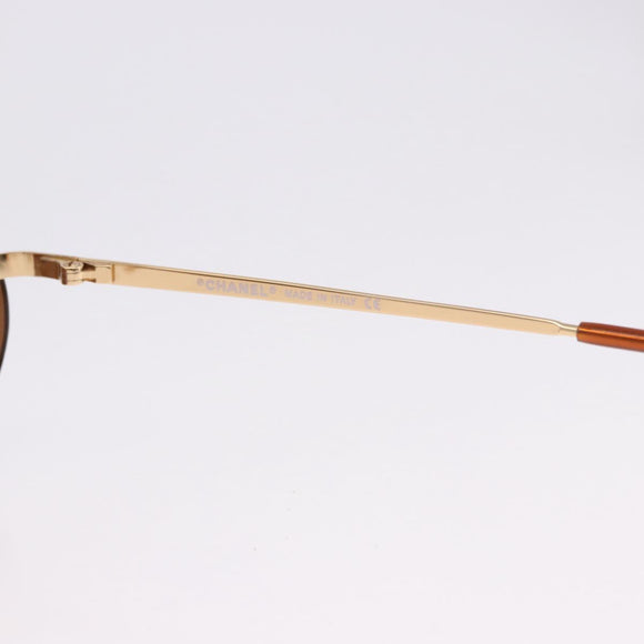 CHANEL Sunglasses Metal Brown Gold Tone CC Auth yk20670M