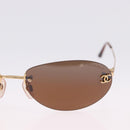 CHANEL Sunglasses Metal Brown Gold Tone CC Auth yk20670M-5