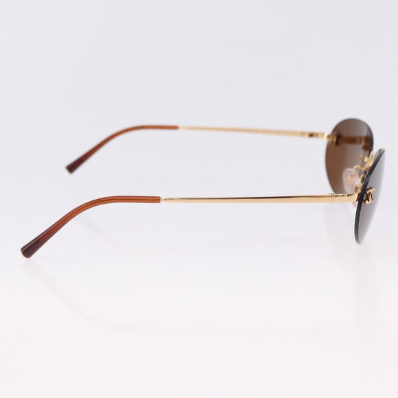 CHANEL Sunglasses Metal Brown Gold Tone CC Auth yk20670M