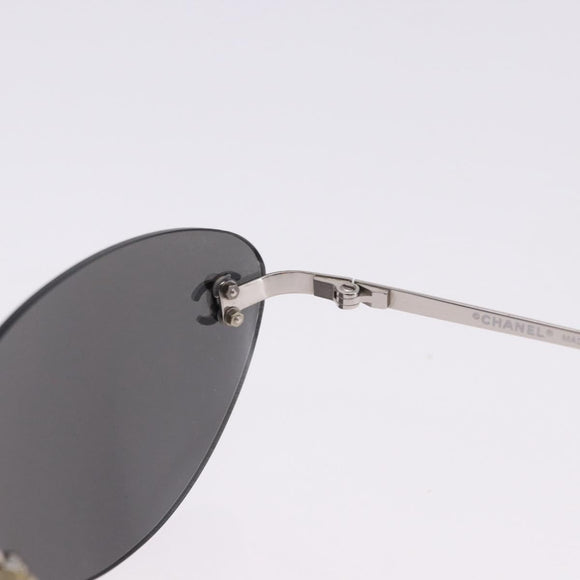CHANEL Sunglasses Metal Silver CC Auth yk20671