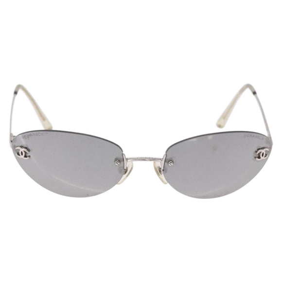 CHANEL Sunglasses Metal Silver CC Auth yk20671