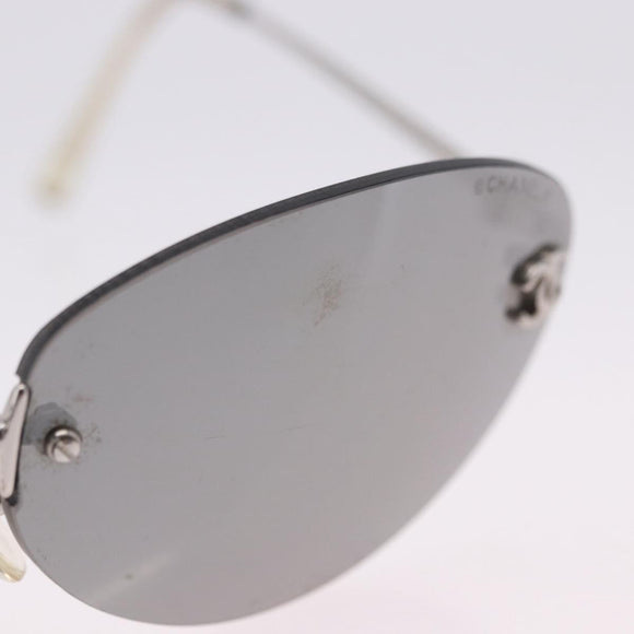 CHANEL Sunglasses Metal Silver CC Auth yk20671