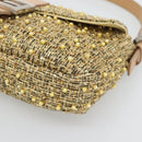 FENDI Tweed Beads Mamma Baguette Shoulder Bag Gold Silver 8BR000 Auth yk20672SAM-14