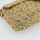 FENDI Tweed Beads Mamma Baguette Shoulder Bag Gold Silver 8BR000 Auth yk20672SAM-15