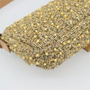 FENDI Tweed Beads Mamma Baguette Shoulder Bag Gold Silver 8BR000 Auth yk20672SAM-17