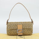 FENDI Tweed Beads Mamma Baguette Shoulder Bag Gold Silver 8BR000 Auth yk20672SAM-12