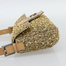 FENDI Tweed Beads Mamma Baguette Shoulder Bag Gold Silver 8BR000 Auth yk20672SAM-3