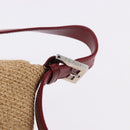 FENDI Mamma Baguette Shoulder Bag Straw Beige Silver Auth yk20673SAV-17
