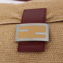 FENDI Mamma Baguette Shoulder Bag Straw Beige Silver Auth yk20673SAV-18