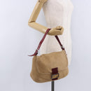 FENDI Mamma Baguette Shoulder Bag Straw Beige Silver Auth yk20673SAV-24