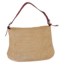 FENDI Mamma Baguette Shoulder Bag Straw Beige Silver Auth yk20673SAV-2