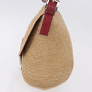 FENDI Mamma Baguette Shoulder Bag Straw Beige Silver Auth yk20673SAV-3
