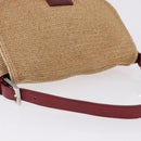 FENDI Mamma Baguette Shoulder Bag Straw Beige Silver Auth yk20673SAV-6