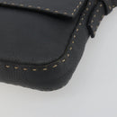 FENDI Celeria Mamma Baguette Shoulder Bag Leather Gray Silver Auth yk20674M-9