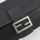 FENDI Celeria Mamma Baguette Shoulder Bag Leather Gray Silver Auth yk20674M-17