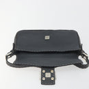 FENDI Celeria Mamma Baguette Shoulder Bag Leather Gray Silver Auth yk20674M-18