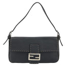 FENDI Celeria Mamma Baguette Shoulder Bag Leather Gray Silver Auth yk20674M-13