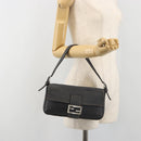FENDI Celeria Mamma Baguette Shoulder Bag Leather Gray Silver Auth yk20674M-25