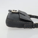 FENDI Celeria Mamma Baguette Shoulder Bag Leather Gray Silver Auth yk20674M-3