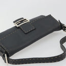 FENDI Celeria Mamma Baguette Shoulder Bag Leather Gray Silver Auth yk20674M-6