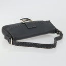FENDI Celeria Mamma Baguette Shoulder Bag Leather Gray Silver Auth yk20674M-7
