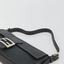 FENDI Celeria Mamma Baguette Shoulder Bag Leather Gray Silver Auth yk20674M-8