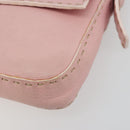 FENDI Celeria Mamma Baguette Shoulder Bag Leather Pink Silver Auth yk20675M-10