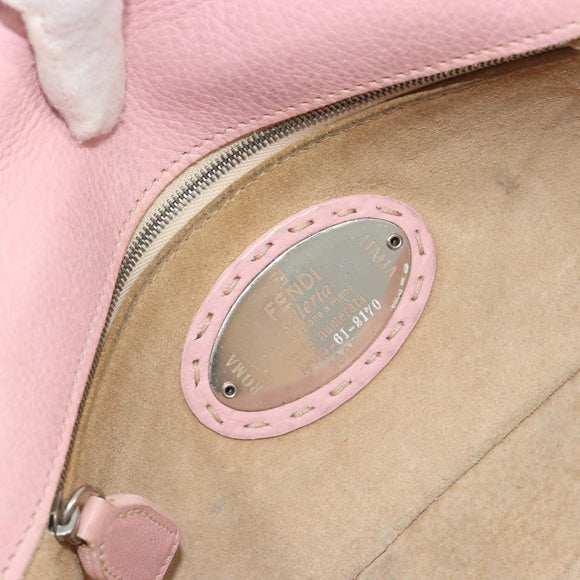 FENDI Celeria Mamma Baguette Shoulder Bag Leather Pink Silver Auth yk20675M