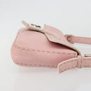 FENDI Celeria Mamma Baguette Shoulder Bag Leather Pink Silver Auth yk20675M-4