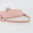 FENDI Celeria Mamma Baguette Shoulder Bag Leather Pink Silver Auth yk20675M-7